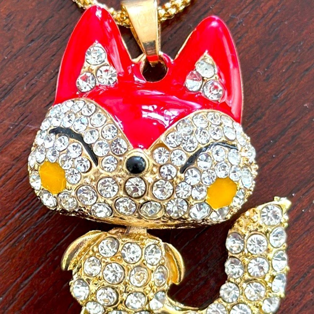 Betsey Johnson Fox Bobble Head Pendant Necklace